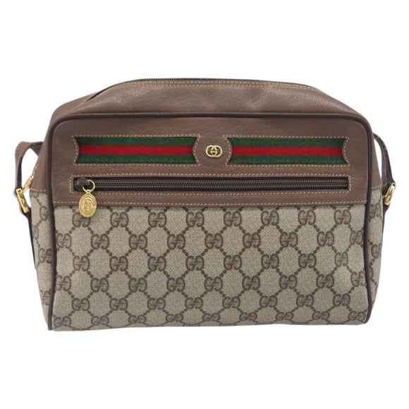 GUCCI GG Supreme Web Sherry Line Bag PVC Beige Gold 001 113 6472 Auth 199679