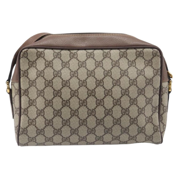 GUCCI GG Supreme Web Sherry Line Bag PVC Beige Gold 001 113 6472 Auth 199679