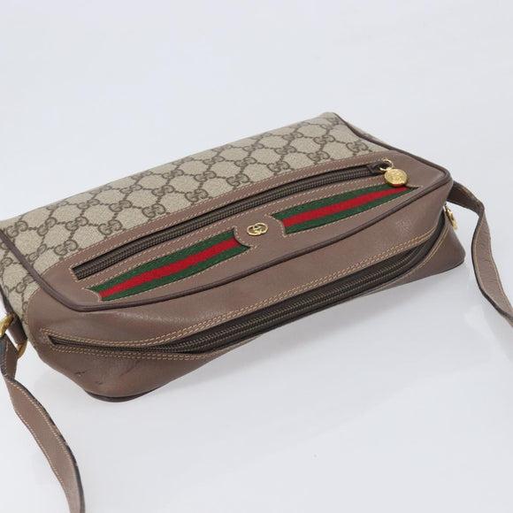 GUCCI GG Supreme Web Sherry Line Bag PVC Beige Gold 001 113 6472 Auth 199679