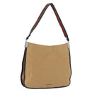 GUCCI Web Sherry Line Shoulder Bag Canvas Beige Silver 001 4321 Auth 199680A-1