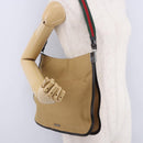 GUCCI Web Sherry Line Shoulder Bag Canvas Beige Silver 001 4321 Auth 199680A-22