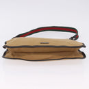GUCCI Web Sherry Line Shoulder Bag Canvas Beige Silver 001 4321 Auth 199680A-9