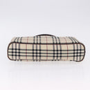 BURBERRY Nova Check Hand Bag Canvas Beige Silver Auth 199684-6