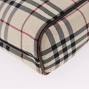 BURBERRY Nova Check Hand Bag Canvas Beige Silver Auth 199684-10