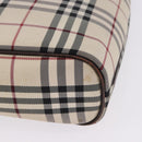 BURBERRY Nova Check Hand Bag Canvas Beige Silver Auth 199684-14