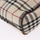 BURBERRY Nova Check Hand Bag Canvas Beige Silver Auth 199684-15