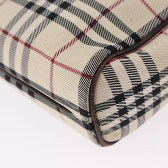BURBERRY Nova Check Hand Bag Canvas Beige Silver Auth 199684