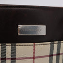 BURBERRY Nova Check Hand Bag Canvas Beige Silver Auth 199684-11