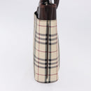 BURBERRY Nova Check Hand Bag Canvas Beige Silver Auth 199684-4