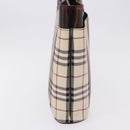 BURBERRY Nova Check Hand Bag Canvas Beige Silver Auth 199684-5