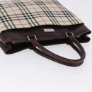 BURBERRY Nova Check Hand Bag Canvas Beige Silver Auth 199684-7