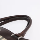 BURBERRY Nova Check Hand Bag Canvas Beige Silver Auth 199684-9