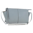 CELINE Chain Trillodo Shoulder Bag Leather Light Blue Silver Auth 199685V-1
