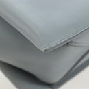 CELINE Chain Trillodo Shoulder Bag Leather Light Blue Silver Auth 199685V-16