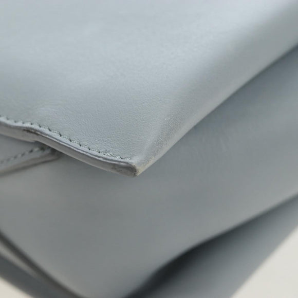 CELINE Chain Trillodo Shoulder Bag Leather Light Blue Silver Auth 199685V