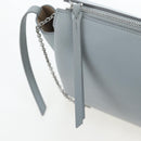 CELINE Chain Trillodo Shoulder Bag Leather Light Blue Silver Auth 199685V-19