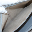 CELINE Chain Trillodo Shoulder Bag Leather Light Blue Silver Auth 199685V-24