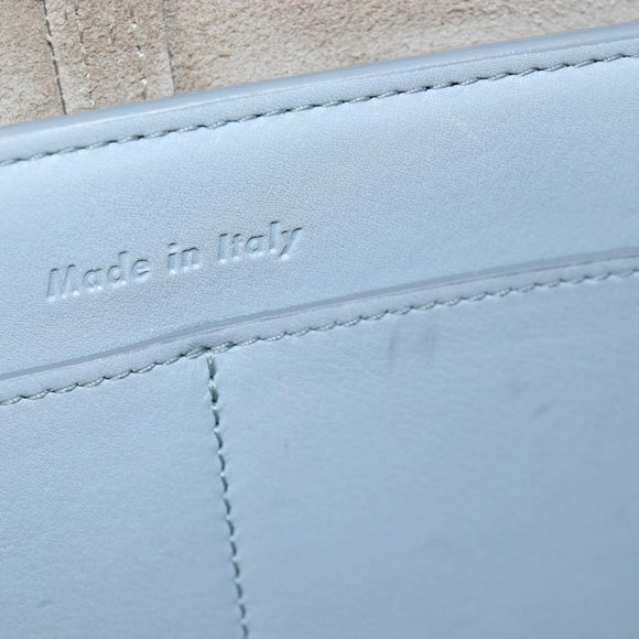 CELINE Chain Trillodo Shoulder Bag Leather Light Blue Silver Auth 199685V