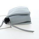 CELINE Chain Trillodo Shoulder Bag Leather Light Blue Silver Auth 199685V-4