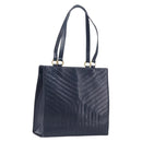 SAINT LAURENT Tote Bag Leather Navy Gold Auth 199687-1