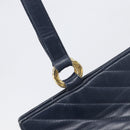 SAINT LAURENT Tote Bag Leather Navy Gold Auth 199687-14