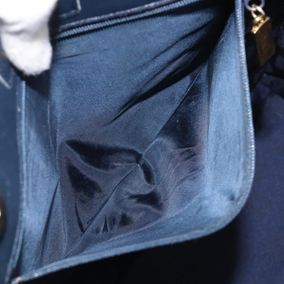 SAINT LAURENT Tote Bag Leather Navy Gold Auth 199687