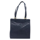 SAINT LAURENT Tote Bag Leather Navy Gold Auth 199687-3