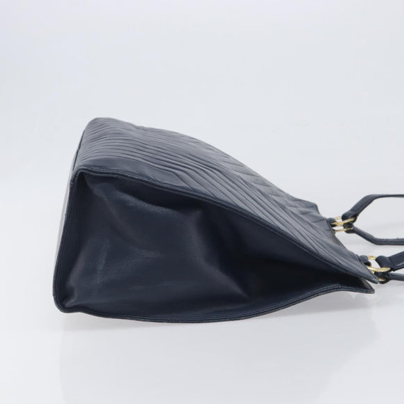 SAINT LAURENT Tote Bag Leather Navy Gold Auth 199687