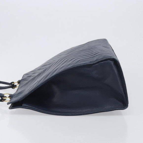 SAINT LAURENT Tote Bag Leather Navy Gold Auth 199687
