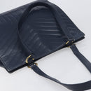 SAINT LAURENT Tote Bag Leather Navy Gold Auth 199687-6