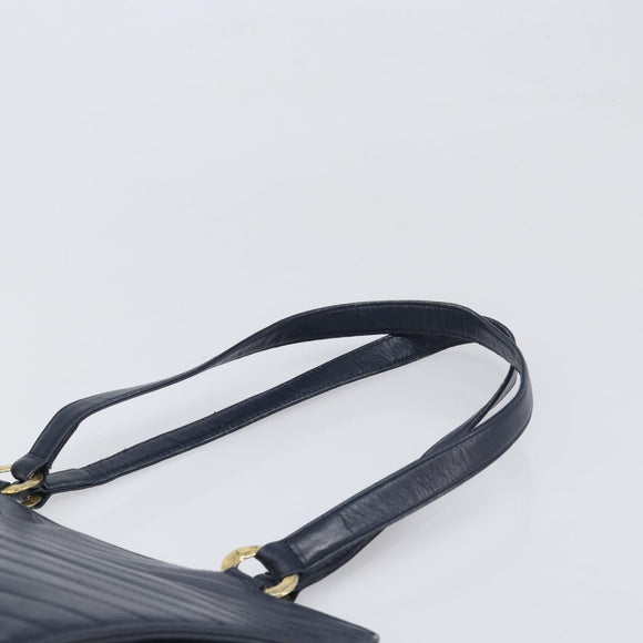 SAINT LAURENT Tote Bag Leather Navy Gold Auth 199687