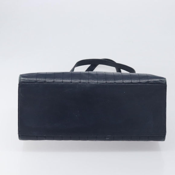 SAINT LAURENT Tote Bag Leather Navy Gold Auth 199687