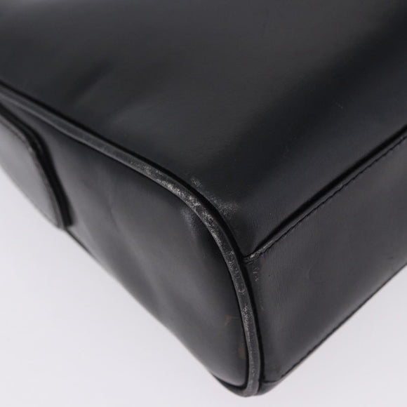GUCCI Shoulder Bag Leather Black Gold Auth 199689