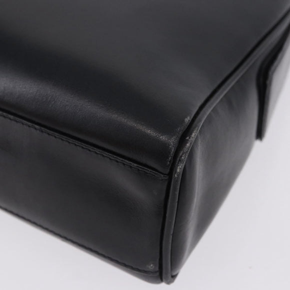 GUCCI Shoulder Bag Leather Black Gold Auth 199689