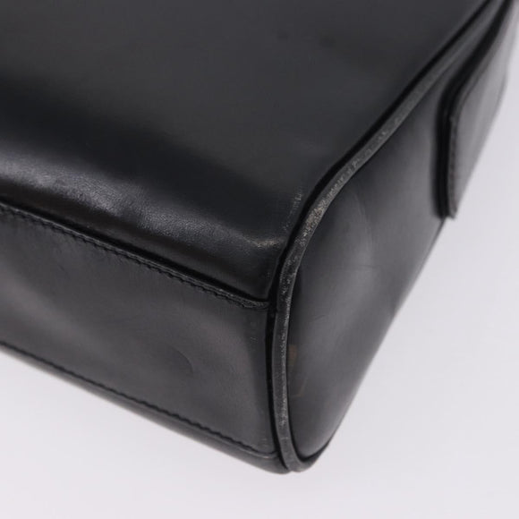 GUCCI Shoulder Bag Leather Black Gold Auth 199689