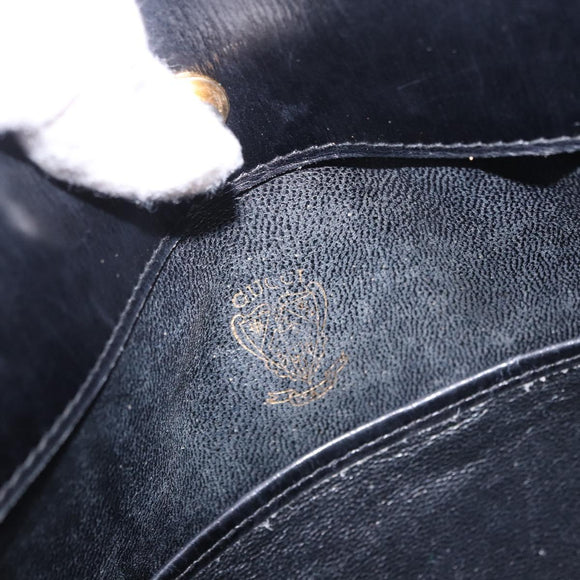 GUCCI Shoulder Bag Leather Black Gold Auth 199689