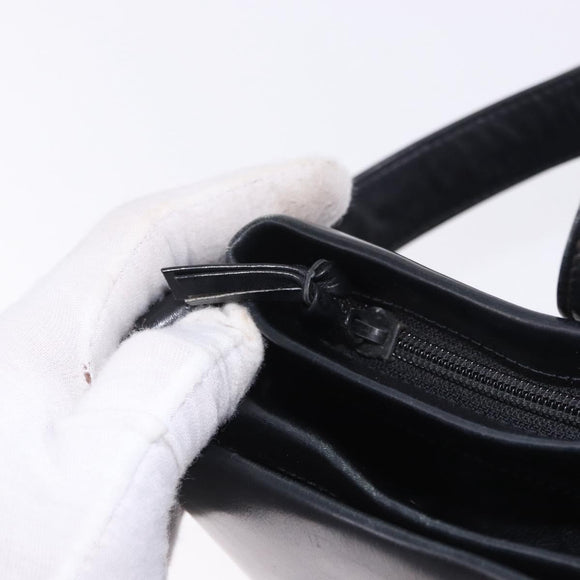 GUCCI Shoulder Bag Leather Black Gold Auth 199689