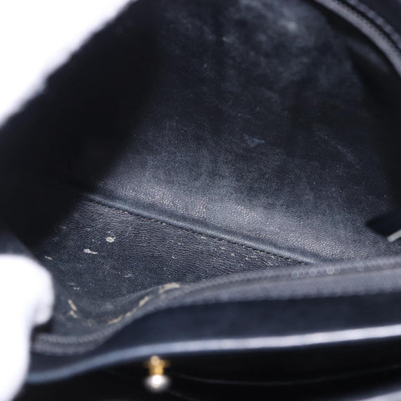 GUCCI Shoulder Bag Leather Black Gold Auth 199689
