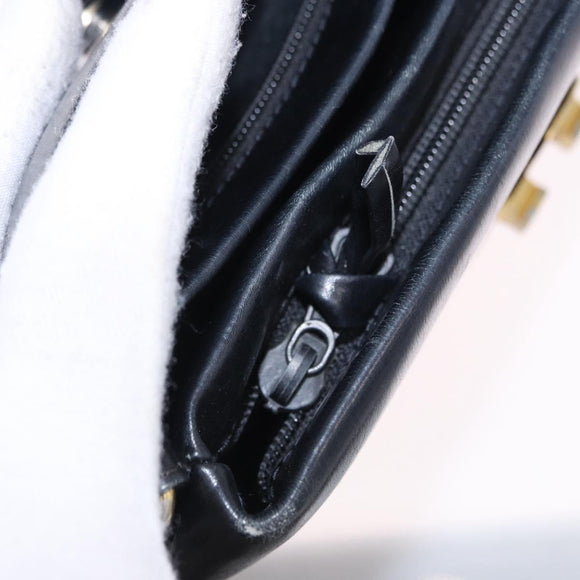 GUCCI Shoulder Bag Leather Black Gold Auth 199689