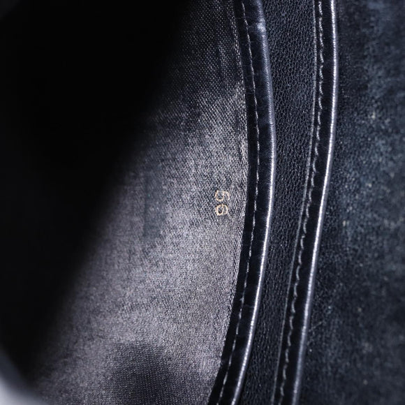 GUCCI Shoulder Bag Leather Black Gold Auth 199689