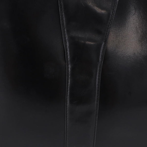 GUCCI Shoulder Bag Leather Black Gold Auth 199689