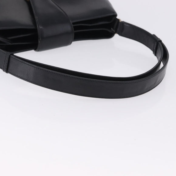 GUCCI Shoulder Bag Leather Black Gold Auth 199689