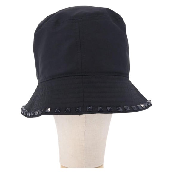 VALENTINO Rock Studs Hat Nylon Black Auth 199690V