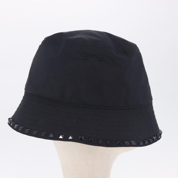 VALENTINO Rock Studs Hat Nylon Black Auth 199690V