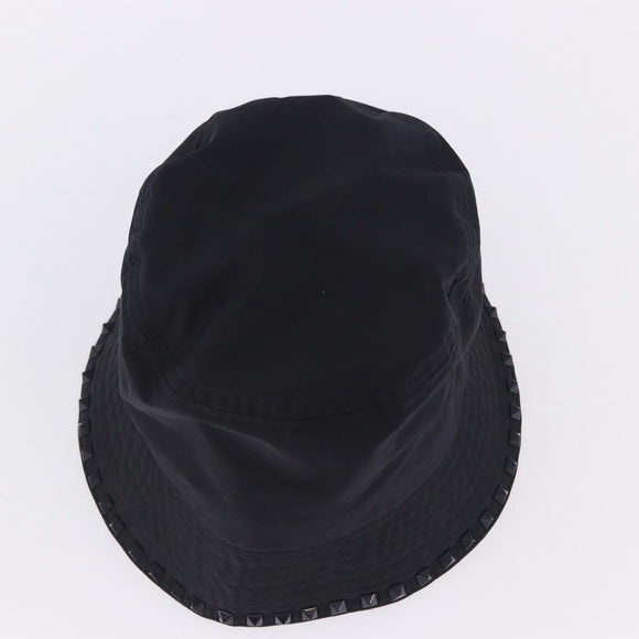 VALENTINO Rock Studs Hat Nylon Black Auth 199690V