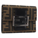 FENDI Zucca Canvas Mamma Baguette Wallet Black Brown Auth 199693V-1