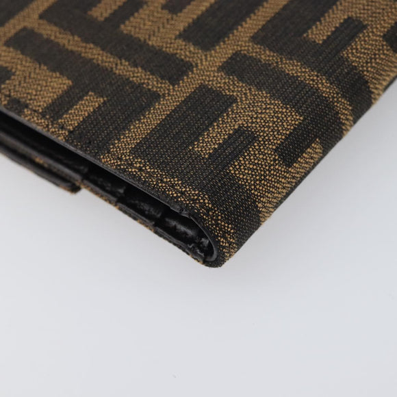 FENDI Zucca Canvas Mamma Baguette Wallet Black Brown Auth 199693V