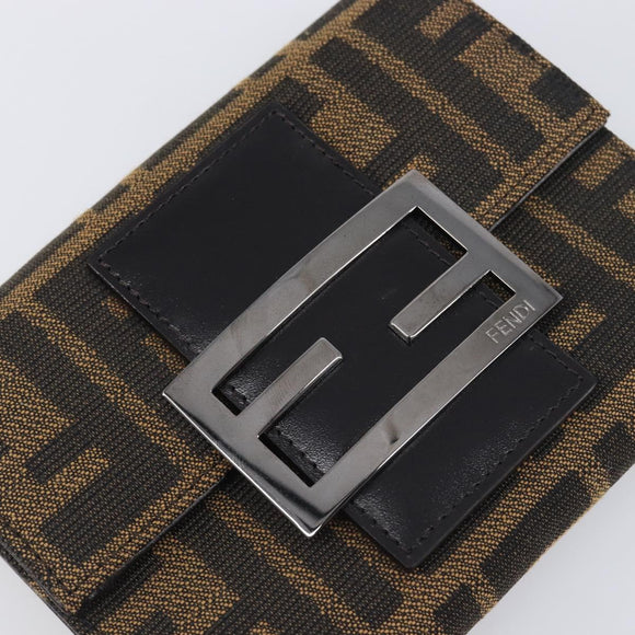 FENDI Zucca Canvas Mamma Baguette Wallet Black Brown Auth 199693V