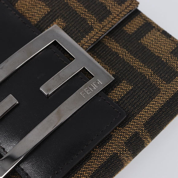 FENDI Zucca Canvas Mamma Baguette Wallet Black Brown Auth 199693V