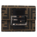 FENDI Zucca Canvas Mamma Baguette Wallet Black Brown Auth 199693V-13